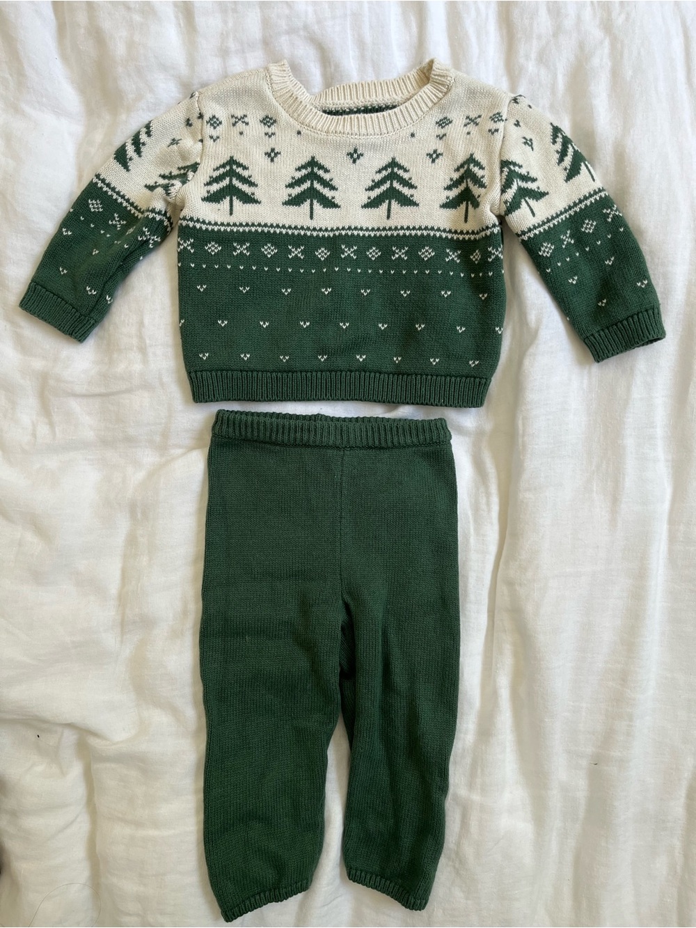 NWOT Little Planet by Carter’s Christmas Sweater & Pants Set with Tree Fair Isle